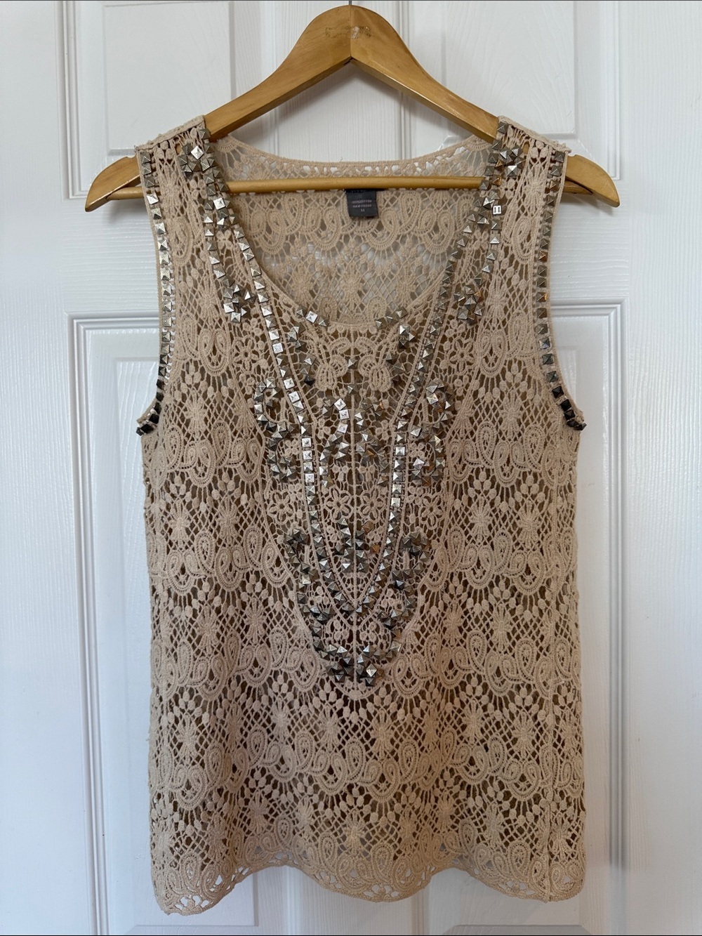 NWOT C. Oliver Y2K Crochet Embellished Tank Top - Medium